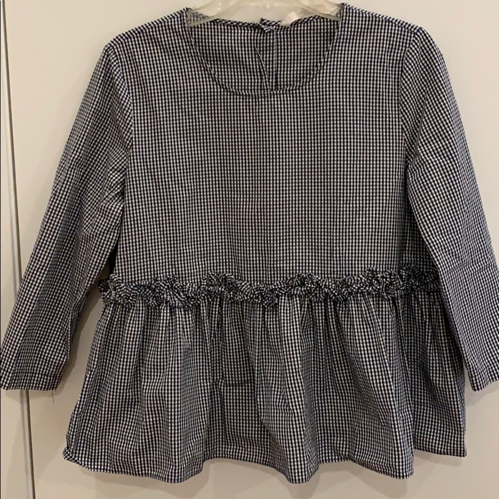 Zara frilled gingham top with ruffle peplum - Picture 3 of 8